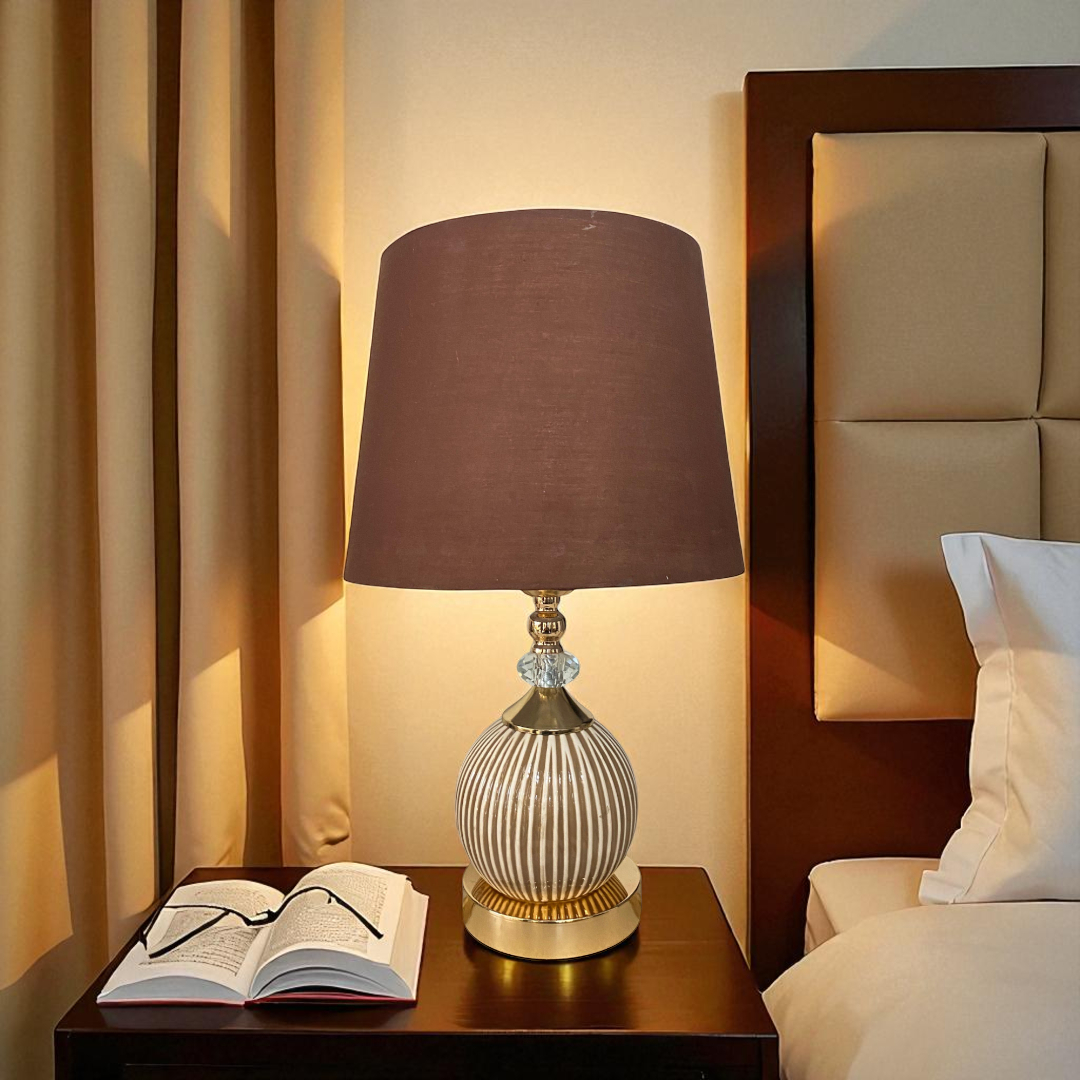 Striped Gold Ceramic Table Lamp